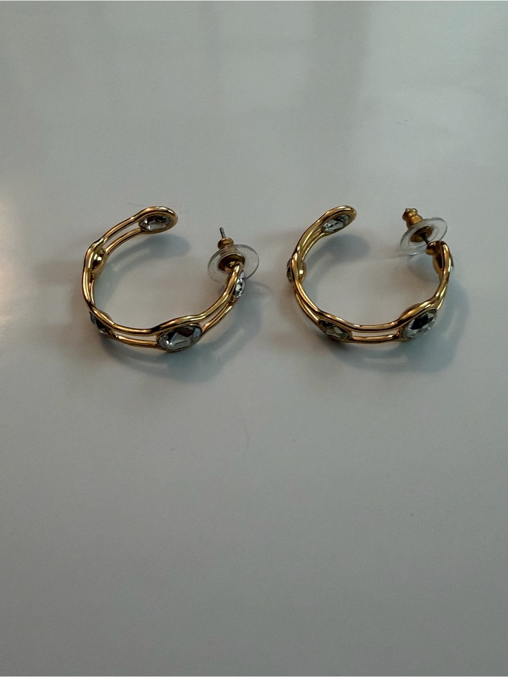 Swarovski Gold-Tone Hoop Earrings with Clear Crystal Accents